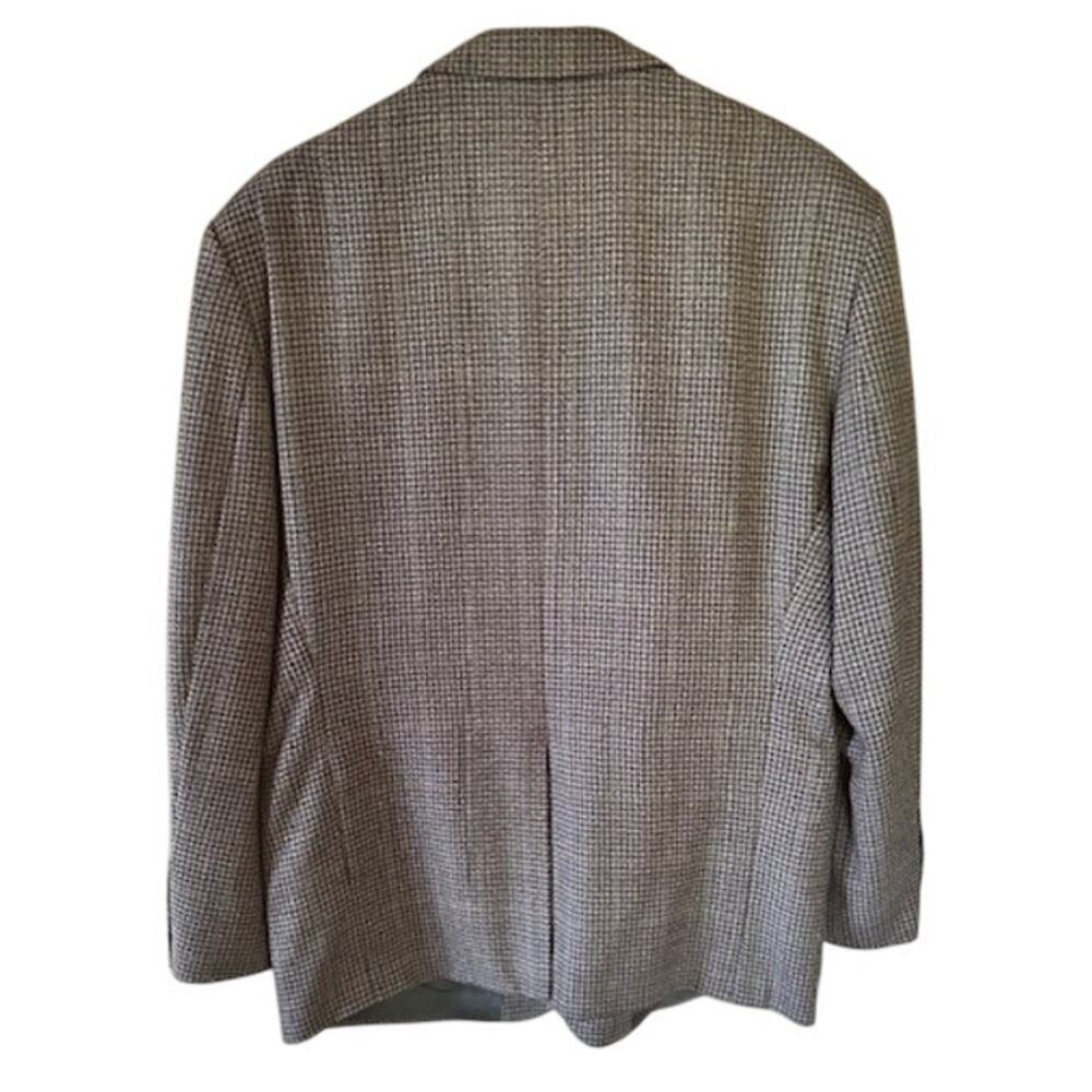 Men’s Wool Sport Coat 44S Brown/Charcoal Micro-Check, Woolmark - Picture 3 of 7